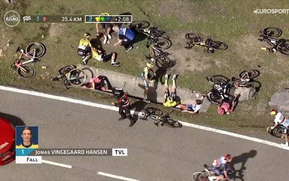 巴斯克地区之旅,Vingegaard、Roglic 和 Evenepoel 遭遇跌倒 |天空体育